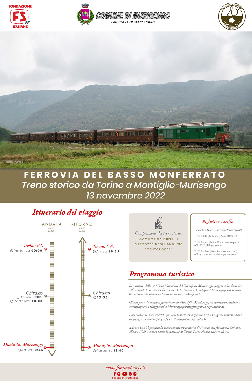 Treno storico FS Torino Montiglio Murisengo